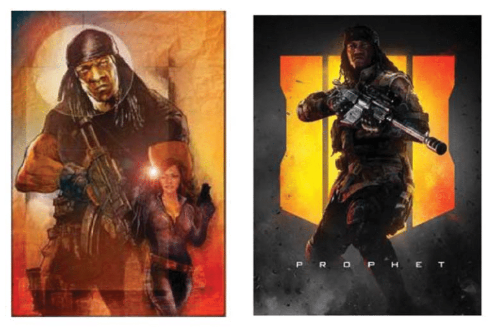 a comparison between "G.I. Bro" and Marketing Materials for "Call of Duty: Black Ops 4"