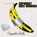 A transformative image by Aaron Moss featuring elements of Velvet Underground's Album featuring Andy Warhol's banana duct taped to the cover.